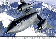 SR-71 Over Snow Capped Mountains