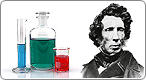 Chemistry Beakers and Portrait of Friedrich Wöhler
