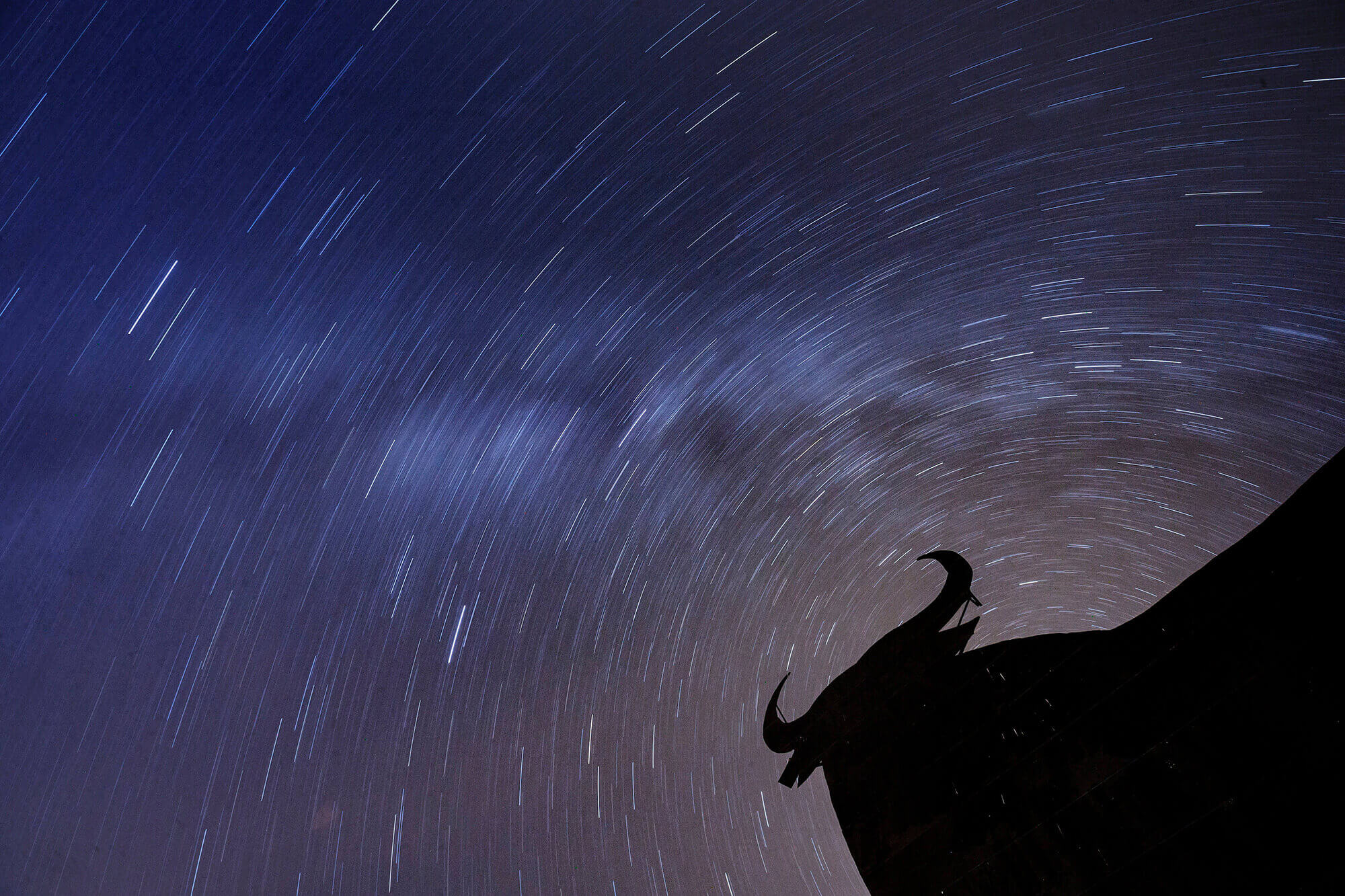 Long exposure image of the Perseid meteor shower.