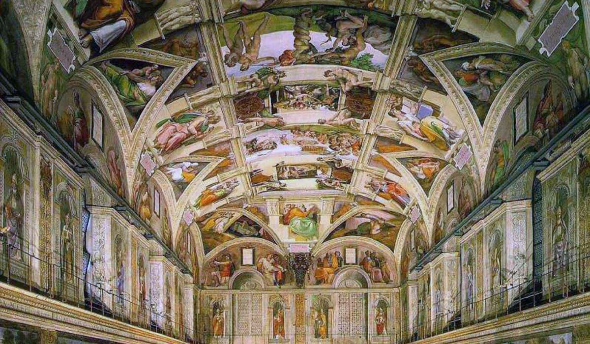 Michelangelo's paintings on the ceiling of the Sistine Chapel were shown to the public for the f