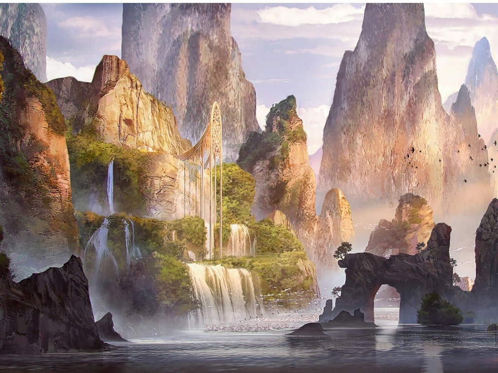 Fantasy landscape and mountains