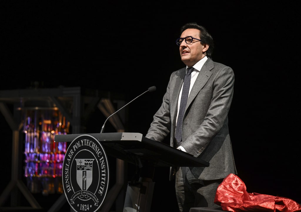 Darío Gil, senior vice president and director of IBM Research, speaks at Rensselaer Polytechnic Institute, Oct. 13, 2023 in Troy, N.Y.