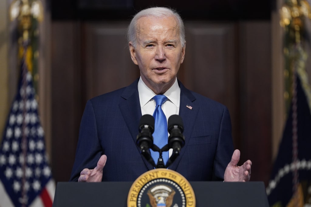 President Joe Biden speaks during a meeting of the National Infrastructure Advisory Council in the Indian Treaty Room on the White House campus, Wednesday, Dec. 13, 2023, in Washington. The House on Wednesday authorized the impeachment inquiry into President Joe Biden, with every Republican rallying behind the politically charged process despite lingering concerns among some in the party that the investigation has yet to produce evidence of misconduct by the president.
