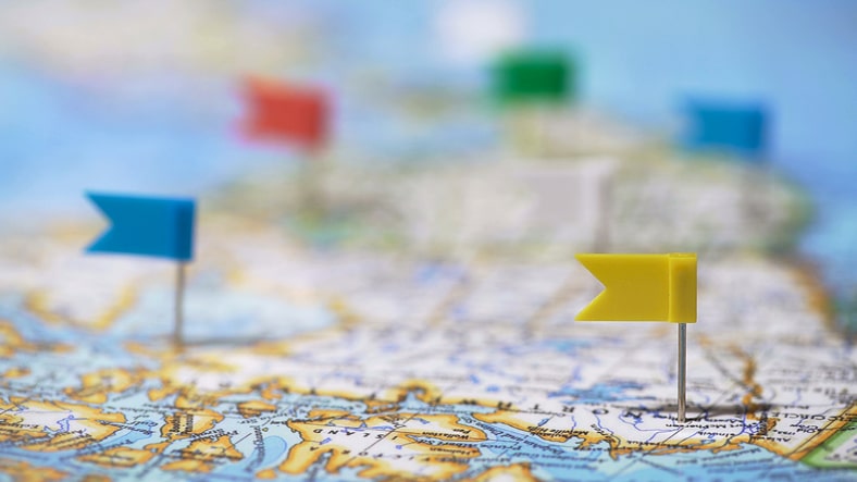 Pins on the map
