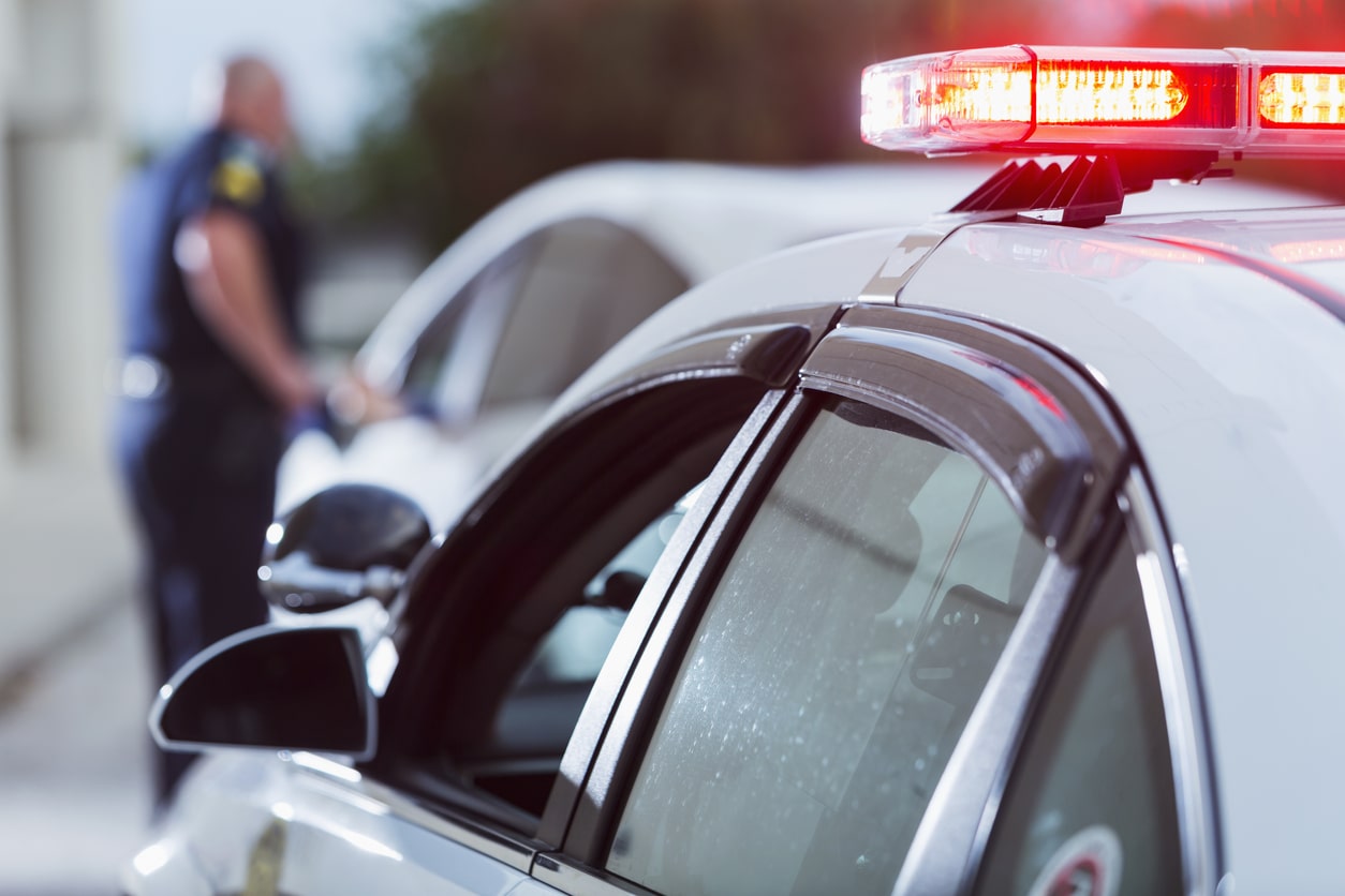 Stopped police car