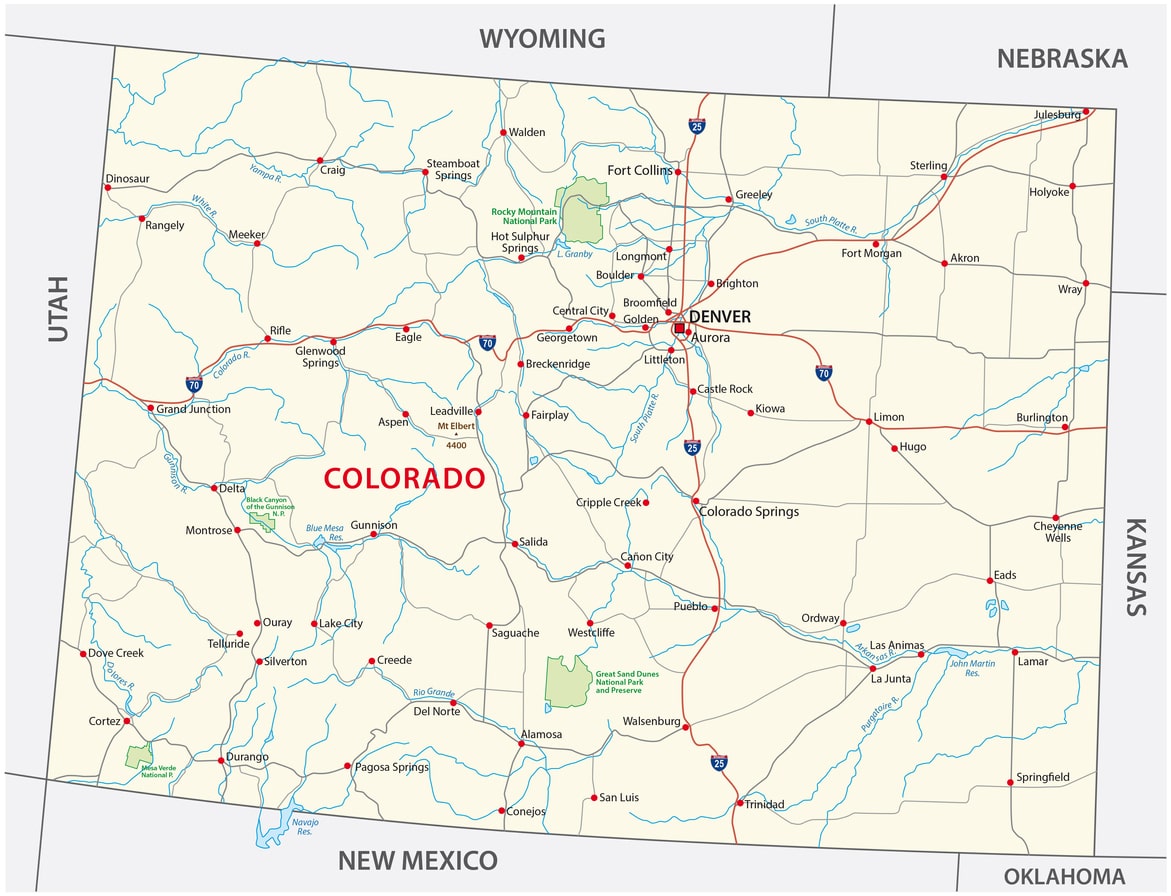 Colorado state road map