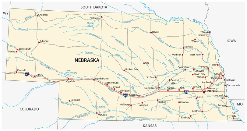 Nebraska state road map