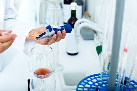 Wine being studied in a lab